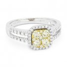 0.94 ct Round Cut Yellow Diamond Pave Right-Hand Ring in 2-Tone 14k White Gold 0.94 ct Round Cut Yellow Diamond Pave Right-Hand Ring in 2-Tone 14k White Gold