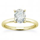 Oval Brilliant Cut Moissanite 14k Yellow Gold 4-Prong Solitaire Engagement Ring