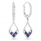 0.69 ct Sapphire & Diamond Pave Dangling Drop Earrings in 14k White & Black Gold
