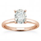 Oval Brilliant Cut Moissanite 4-Prong Solitaire Engagement Ring in 14k Rose Gold Oval Brilliant Cut Moissanite 4-Prong Solitaire Engagement Ring in 14k Rose Gold