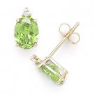 Green Oval & Round Cut Cubic Zirconia Faux Peridot Sterling Silver Stud Earrings