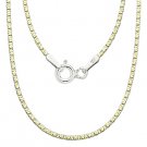 Sterling Silver & 14k Yellow Gold 1mm 4-Sided Snake Link Italian Chain Necklace