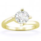 Round Brilliant Cut Moissanite 14k Yellow Gold Bypass Solitaire Engagement Ring