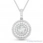0.84ct Round Cut Moissanite & Diamond Halo 14k White Gold Pendant Chain Necklace