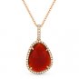 2.97 ct Red Agate & Diamond Pave Halo Pendant & Chain Necklace in 14k Rose Gold