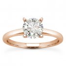 Round Brilliant Cut Moissanite 14k Rose Gold 4-Prong Solitaire Engagement Ring Round Brilliant Cut Moissanite 14k Rose Gold 4-Prong Solitaire Engagement Ring