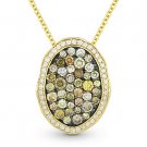 1.25ct Fancy Color Diamond Pave Pendant & Chain Necklace 14k Yellow & Black Gold