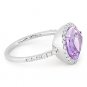 2.66 ct Fancy Amethyst Gem Round Cut Diamond Halo Right-Hand Ring 14k White Gold