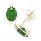 Green Oval & Round Cut Cubic Zirconia Faux Emerald Sterling Silver Stud Earrings