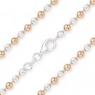 3.1mm Ball & Faceted Bead Chain Necklace Italy 925 Sterling Silver 14k Rose Gold 3.1mm Ball & Faceted Bead Chain Necklace Italy 925 Sterling Silver 14k Rose Gold