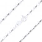 .925 Italy Sterling Silver & Rhodium Round Box 1.1mm Link Italian Chain Necklace
