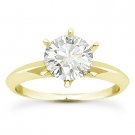 Round Brilliant Cut Moissanite 14k Yellow Gold 6-Prong Solitaire Engagement Ring