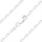Solid .925 Italy Sterling Silver 1.7mm Long Open Box Link Italian Chain Necklace Solid .925 Italy Sterling Silver 1.7mm Long Open Box Link Italian Chain Necklace