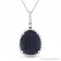 8.21ct Sapphire & Round Cut Diamond Halo 14k White Gold Pendant & Chain Necklace