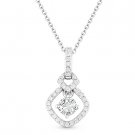 Charles & Colvard Round Cut Moissanite 14k White Gold Pendant & Chain Necklace