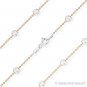 Moon Cut Ball Bead Link Italy 925 Sterling Silver & 14k Rose Gold Chain Necklace