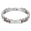Two-tone Brown Steel Stainless Steel Greek Key CZ Crystal Crystal Men's Bracelet Two-tone Brown Steel Stainless Steel Greek Key CZ Crystal Crystal Men's Bracelet