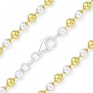 4.1mm Ball Faceted Bead Chain Necklace Italy 925 Sterling Silver 14k Yellow Gold 4.1mm Ball Faceted Bead Chain Necklace Italy 925 Sterling Silver 14k Yellow Gold