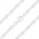 3.1mm Ball & Faceted Bead Chain Necklace in .925 Italy Sterling Silver & Rhodium
