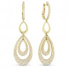 3.79ct Diamond Pave Dangling Drop Chandelier Pear-Shape 18k Yellow Gold Earrings