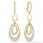 3.79ct Diamond Pave Dangling Drop Chandelier Pear-Shape 18k Yellow Gold Earrings