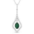 0.65ct Emerald & Diamond Pave Drop 18k White Gold Pendant & 14k Chain Necklace 0.65ct Emerald & Diamond Pave Drop 18k White Gold Pendant & 14k Chain Necklace