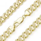Cuban Curb Link CZ Crystal Chain Necklace .925 Sterling Silver & 14k Yellow Gold Cuban Curb Link CZ Crystal Chain Necklace .925 Sterling Silver & 14k Yellow Gold