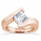 Square Cut Moissanite Solitaire Bypass-Setting Engagement Ring in 14k Rose Gold