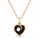0.06 ct Round Cut Diamond & Enamel Heart Charm Necklace Pendant in 14k Rose Gold 0.06 ct Round Cut Diamond & Enamel Heart Charm Necklace Pendant in 14k Rose Gold