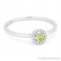 0.17ct Round Cut Green Peridot Gemstone Diamond Halo Promise Ring 14k White Gold
