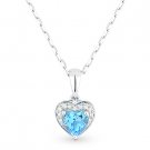 0.61 ct Blue Topaz & Diamond Heart Charm 14k White Gold Pendant & Chain Necklace 0.61 ct Blue Topaz & Diamond Heart Charm 14k White Gold Pendant & Chain Necklace
