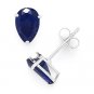 Blue Pear-Shape Cubic Zirconia Faux Sapphire .925 Sterling Silver Stud Earrings
