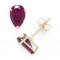 Red Pear-Shape Cubic Zirconia CZ Crystal Faux Ruby Sterling Silver Stud Earrings
