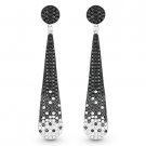 2.51 ct Black & White Diamond Pave 14k White & Black Gold Dangling Drop Earrings