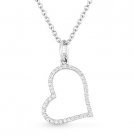 0.12ct Round Cut Diamond Sideways Heart Charm Necklace Pendant in 14k White Gold 0.12ct Round Cut Diamond Sideways Heart Charm Necklace Pendant in 14k White Gold