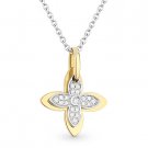 4-Petal Flower Luck Charm Diamond 2-Tone 14k Yellow White Gold Necklace Pendant 4-Petal Flower Luck Charm Diamond 2-Tone 14k Yellow White Gold Necklace Pendant