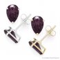 Pear-Shape Cubic Zirconia CZ Faux Alexandrite .925 Sterling Silver Stud Earrings