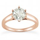 Round Brilliant Cut Moissanite 14k Rose Gold Trellis Solitaire Engagement Ring Round Brilliant Cut Moissanite 14k Rose Gold Trellis Solitaire Engagement Ring