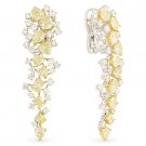 10.56 ct Yellow & White Diamond Pave Dangling Drop Chandelier Earrings 18k Gold