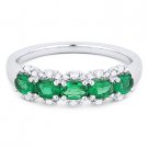 0.96 ct Oval Cut Emerald & Diamond 18k White Gold Anniversary Ring Wedding Band 0.96 ct Oval Cut Emerald & Diamond 18k White Gold Anniversary Ring Wedding Band