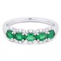 0.96 ct Oval Cut Emerald & Diamond 18k White Gold Anniversary Ring Wedding Band