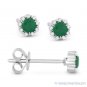 0.28 ct Round Cut Green Emerald & Diamond Pave 14k White Gold Baby Stud Earrings