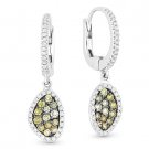 0.66 ct Fancy & White Diamond Pave 14k White & Black Gold Dangling Drop Earrings