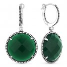 24.78ct Green Agate & Diamond Halo Pave Dangling Drop Earrings in 14k White Gold