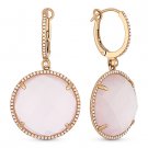 29.70 ct Rose Quartz & Diamond Halo Pave Dangling Drop Earrings in 14k Pink Gold 29.70 ct Rose Quartz & Diamond Halo Pave Dangling Drop Earrings in 14k Pink Gold