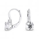 1.44 ct White Topaz Diamond 14k White Gold Dangling Drop Leverback Baby Earrings