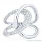 0.61 ct Round Cut Diamond Right-Hand Overlap Loop Fashion Ring in 14k White Gold