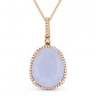6.65 ct Chalcedony & Round Cut Diamond Halo 14k Rose Gold Pendant Chain Necklace 6.65 ct Chalcedony & Round Cut Diamond Halo 14k Rose Gold Pendant Chain Necklace