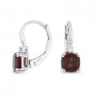 1.51ct Garnet & Diamond Dangling Drop Leverback Baby Earrings in 14k White Gold