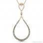 0.94 ct White & Brown Diamond Tear Drop Necklace Pendant 14k Rose & Black Gold